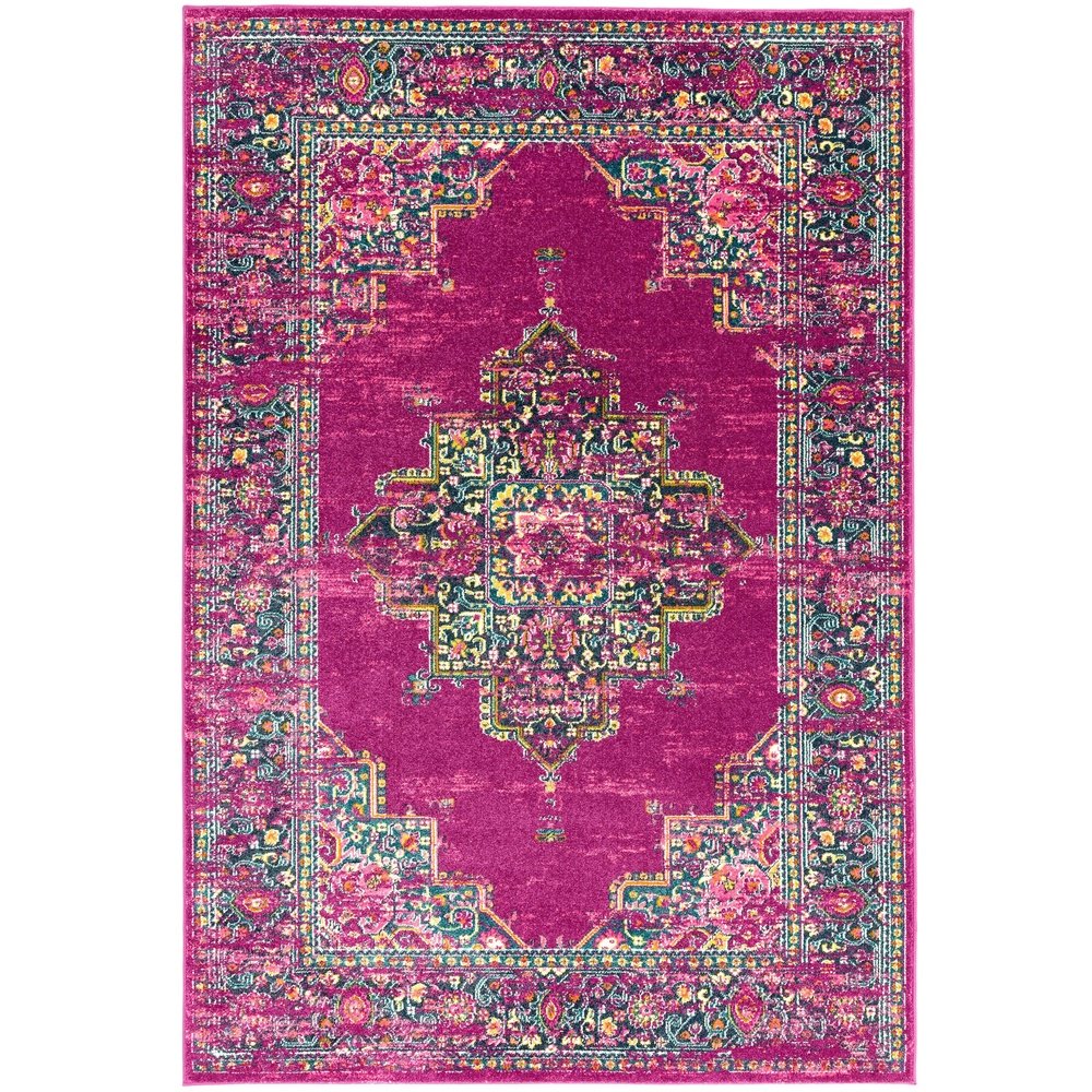 Product photograph of Asiatic Carpets Colt Machine Woven Rug Medallion Fuchsia - 160 X 230cm from Olivia's