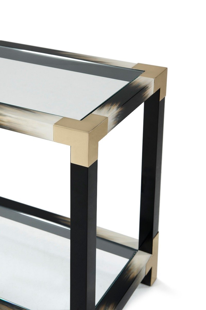 Product photograph of Theodore Alexander Cutting Edge Console Table In Black from Olivia's.