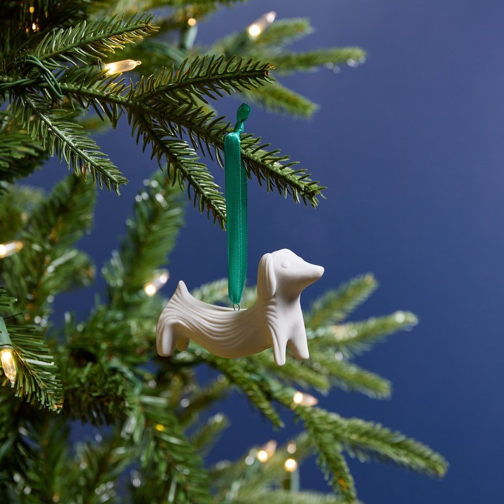 Product photograph of Jonathan Adler Dachshund Ornament White from Olivia's.