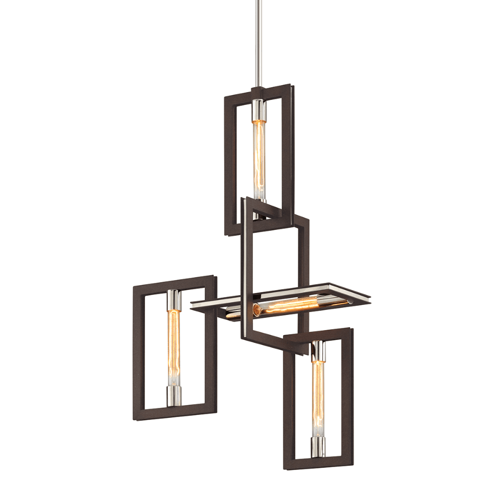 Product photograph of Hudson Valley Lighting Enigma 4 Light Chandelier In Bronze With Polished Stainless from Olivia's