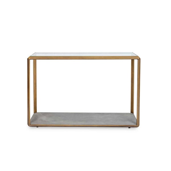 Product photograph of Olivia S Elmley Brass Console Table from Olivia's.