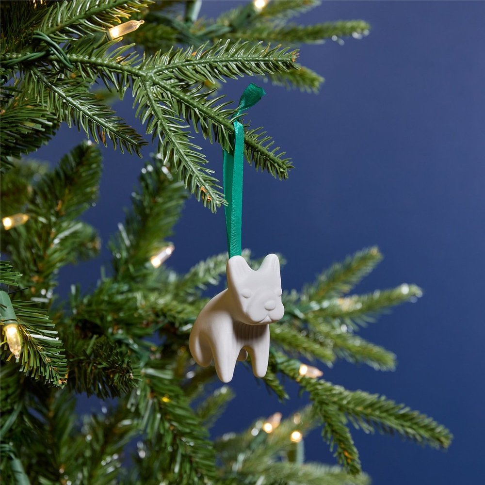 Product photograph of Jonathan Adler French Bulldog Ornament White from Olivia's.