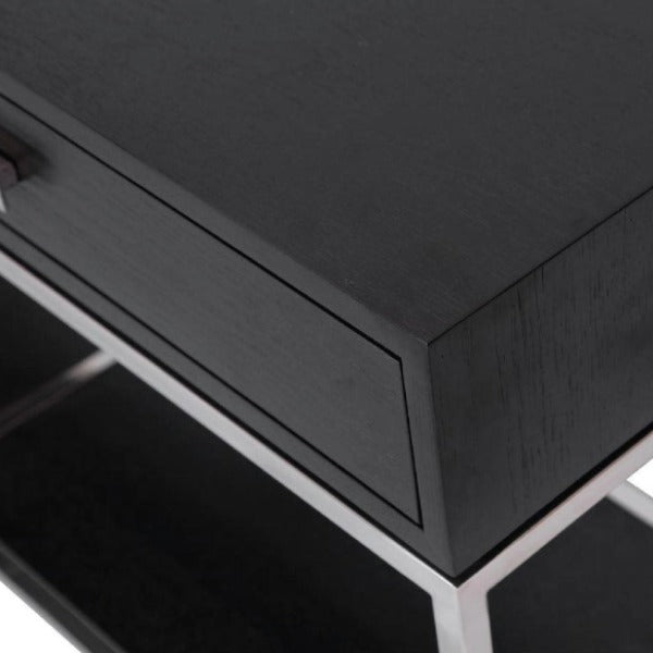 Product photograph of Liang Eimil Levi Bedside Table In Stainless Steel from Olivia's.