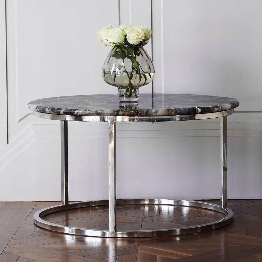 Product photograph of Libra Midnight Mayfair Collection - Agate Round Coffee Table from Olivia's.