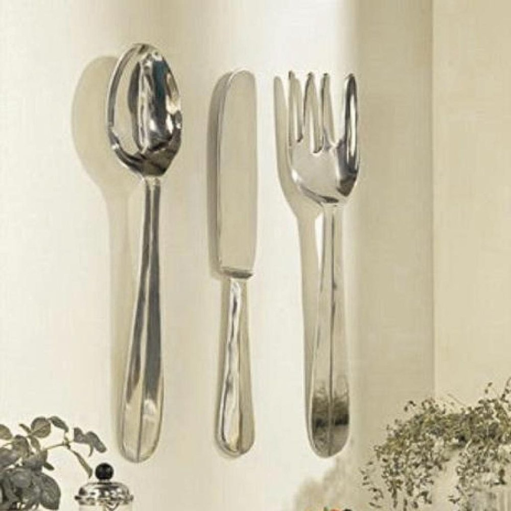 Product photograph of Libra Interiors Aluminium Cutlery Set Wall Hanging from Olivia's.