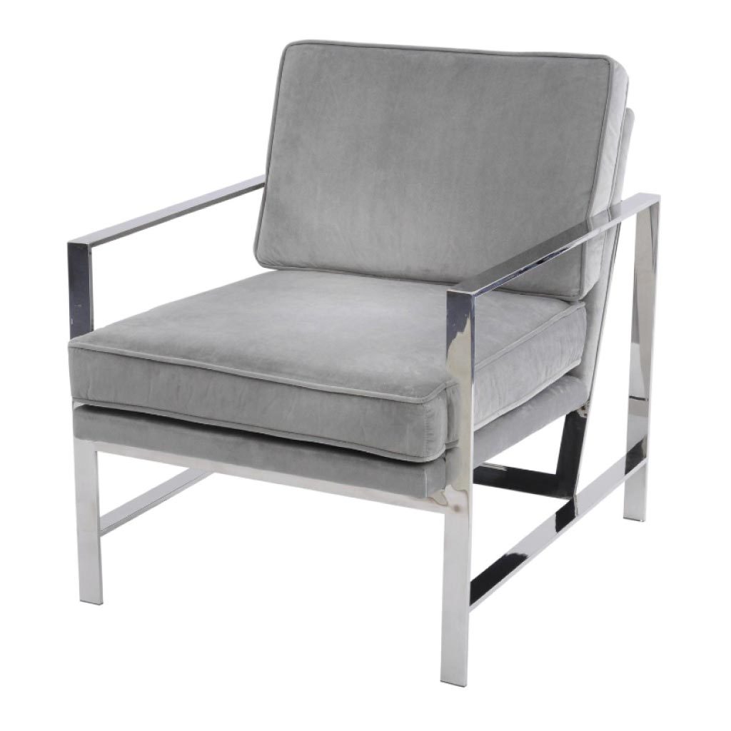 Libra Chrome Frame Occasional Chair Grey Velvet
