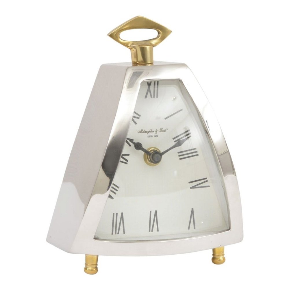 Product photograph of Libra Midnight Mayfair Collection - Isosceles Curved Front Mantel Clock from Olivia's