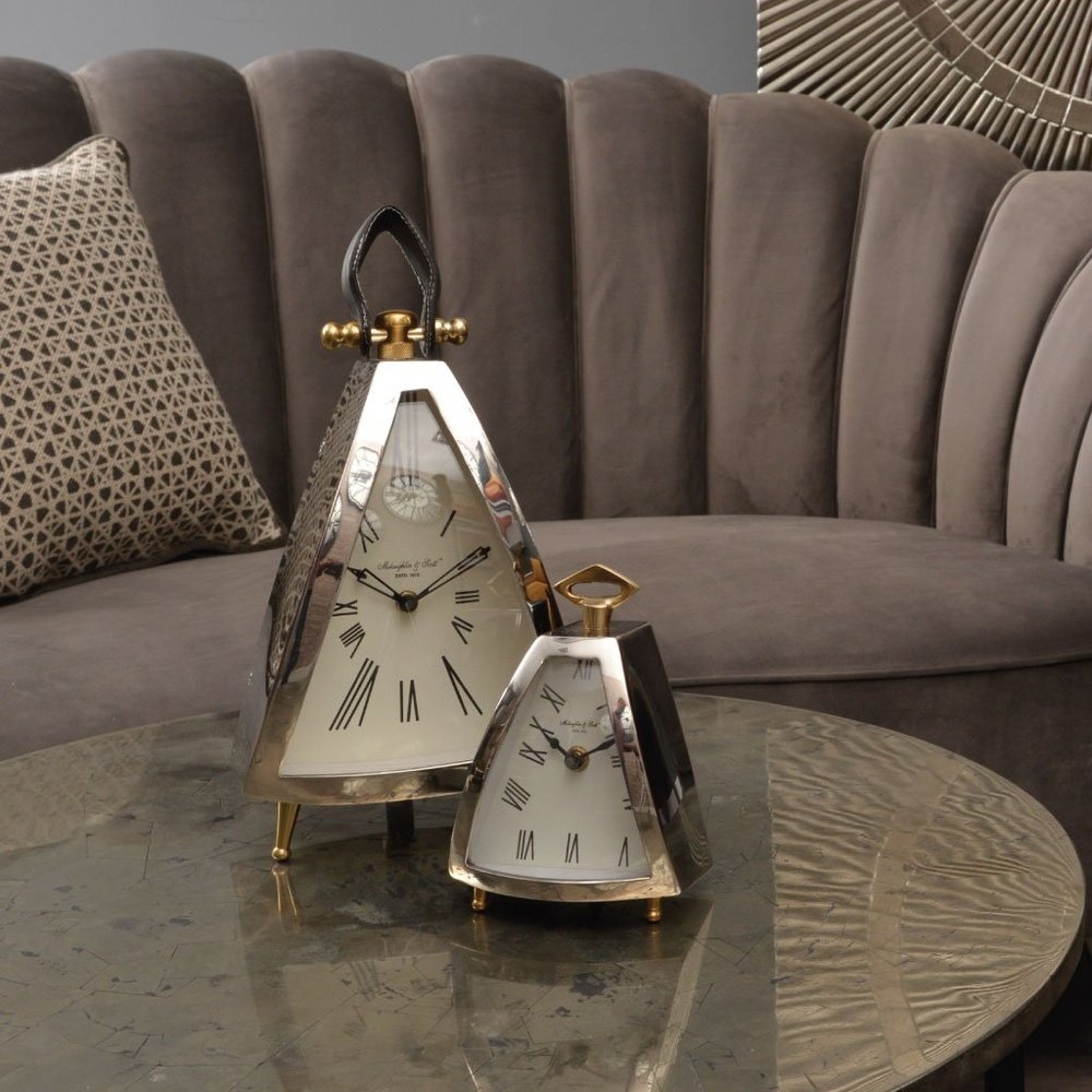 Product photograph of Libra Midnight Mayfair Collection - Isosceles Curved Front Mantel Clock from Olivia's.