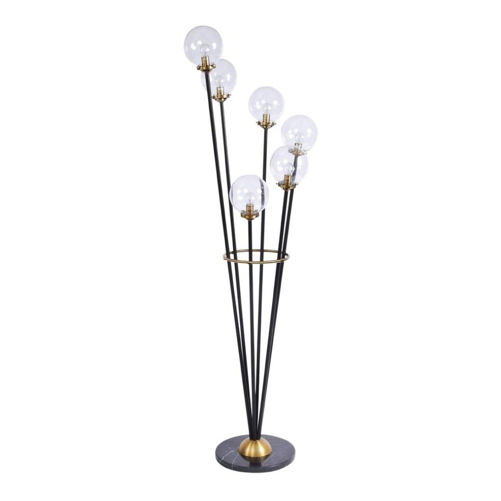 Product photograph of Libra Luxurious Glamour Collection - Mercer Glass Bubble Floor Lamp In Black Brass from Olivia's