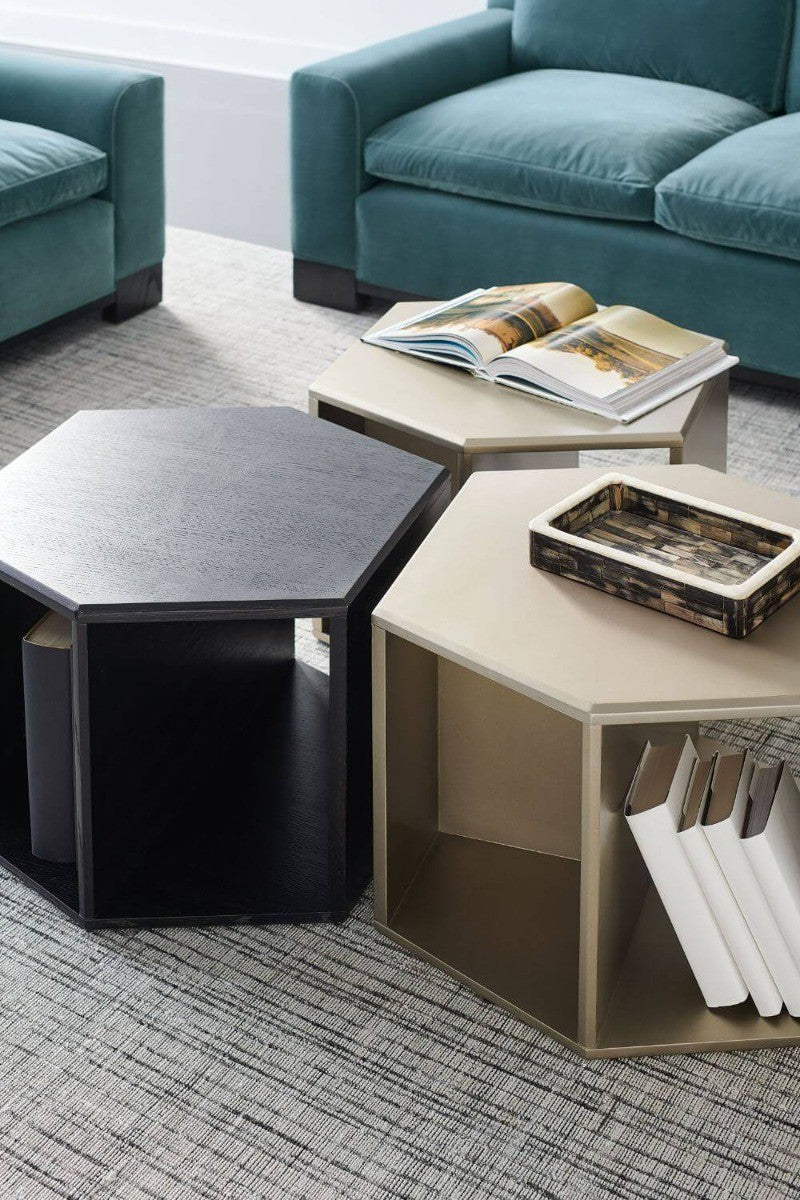 Product photograph of Caracole Modern Remix Hexagon End Coffee Table In Black from Olivia's.