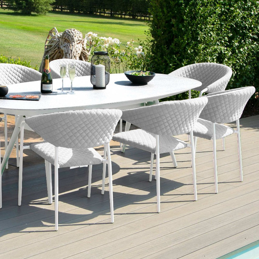 Product photograph of Maze Pebble 8 Seat Oval Outdoor Dining Set In Lead Chine from Olivia's.