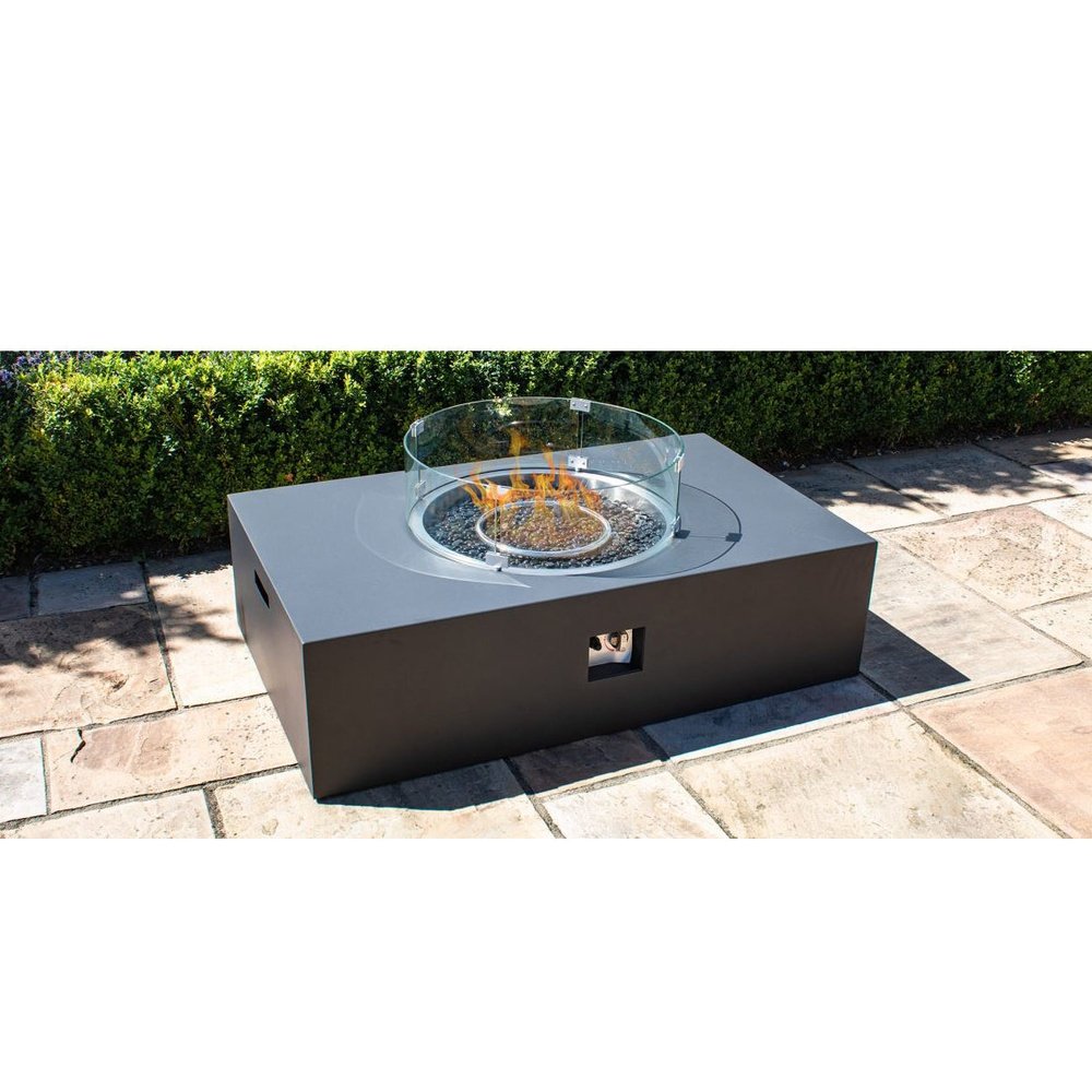 Product photograph of Maze Wide Fire Pit Coffee Table In Charcoal from Olivia's.