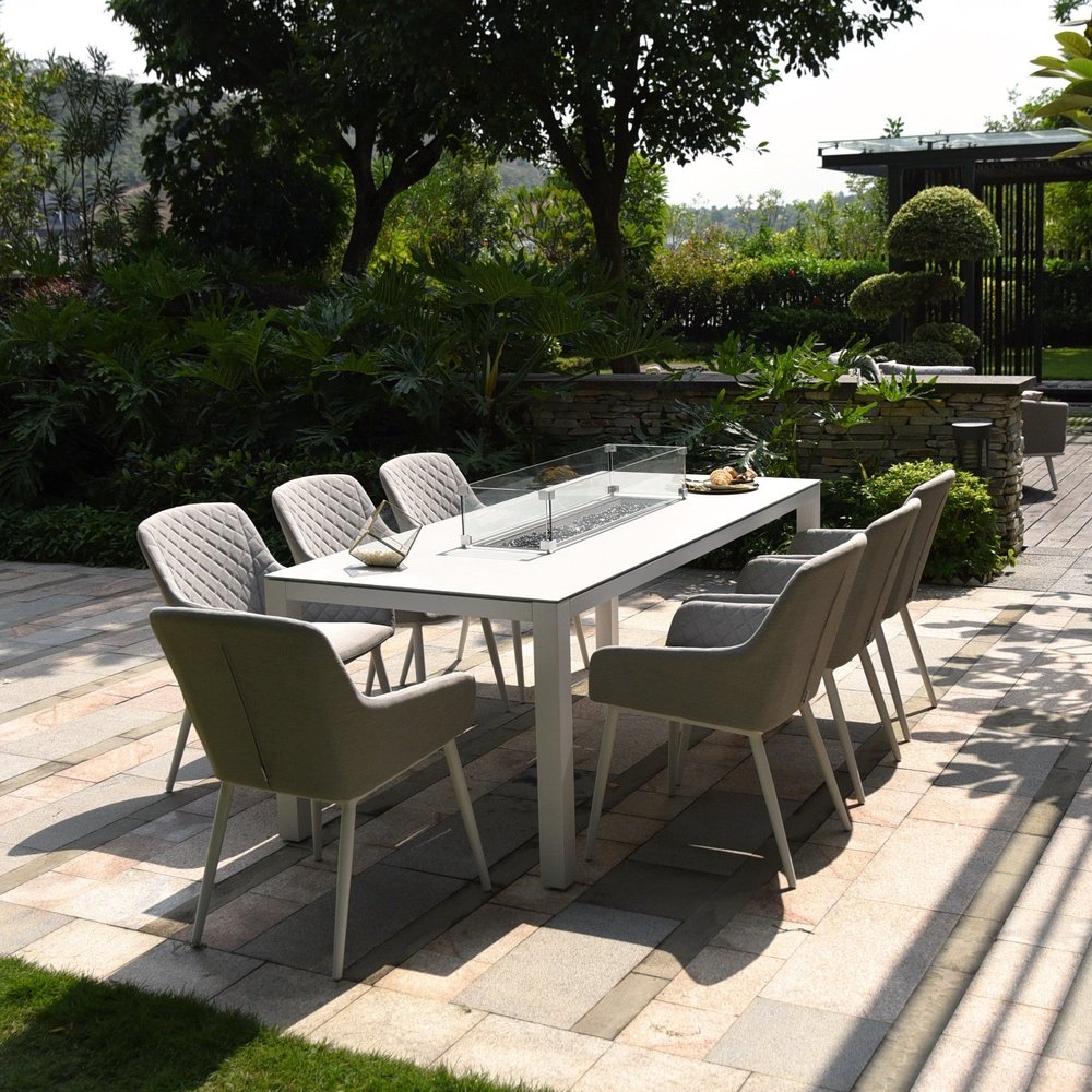 Product photograph of Maze Zest 8 Seat Outdoor Dining Set With Fire Pit Table from Olivia's