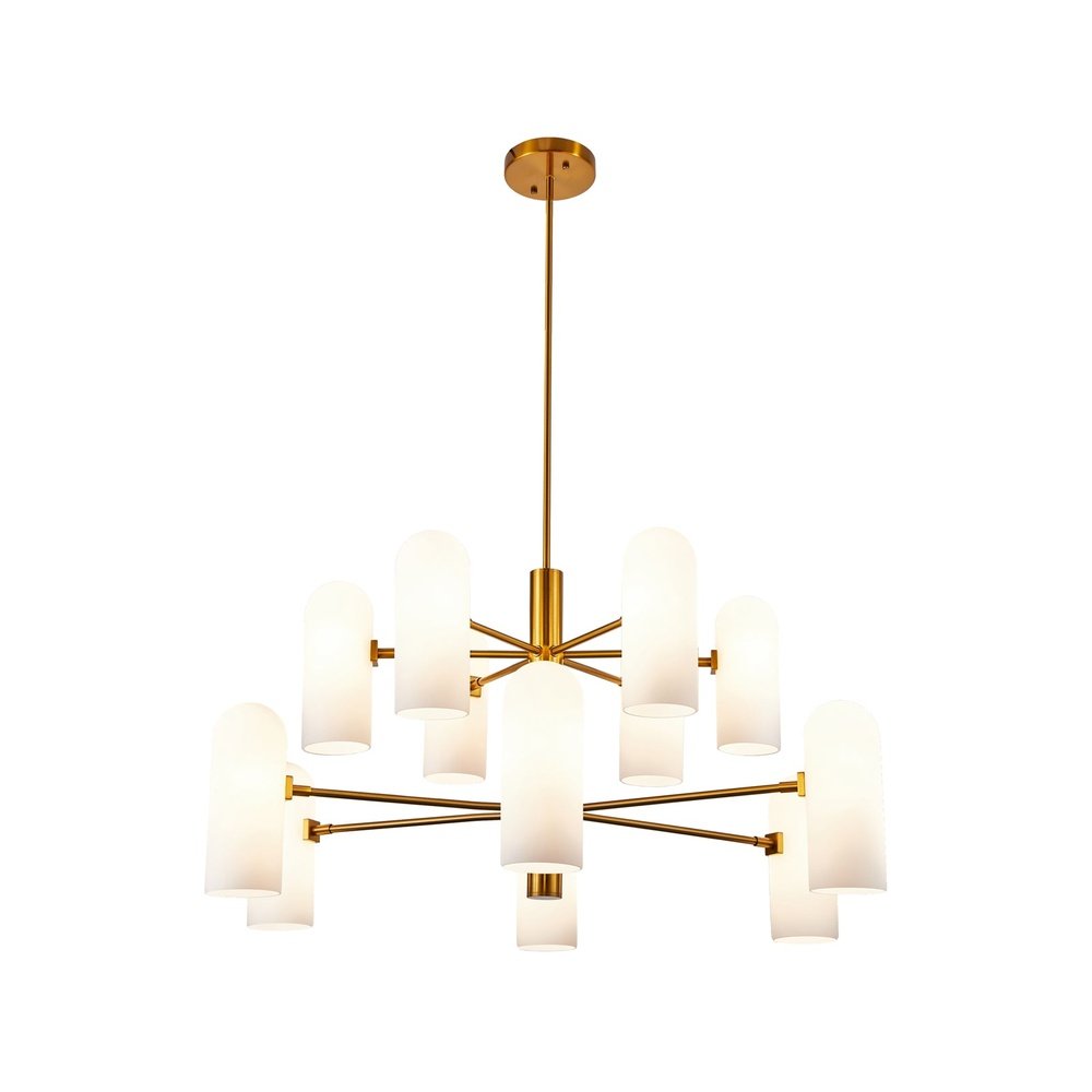 Product photograph of Liang Eimil Pawson Chandelier - Brass White Glass from Olivia's