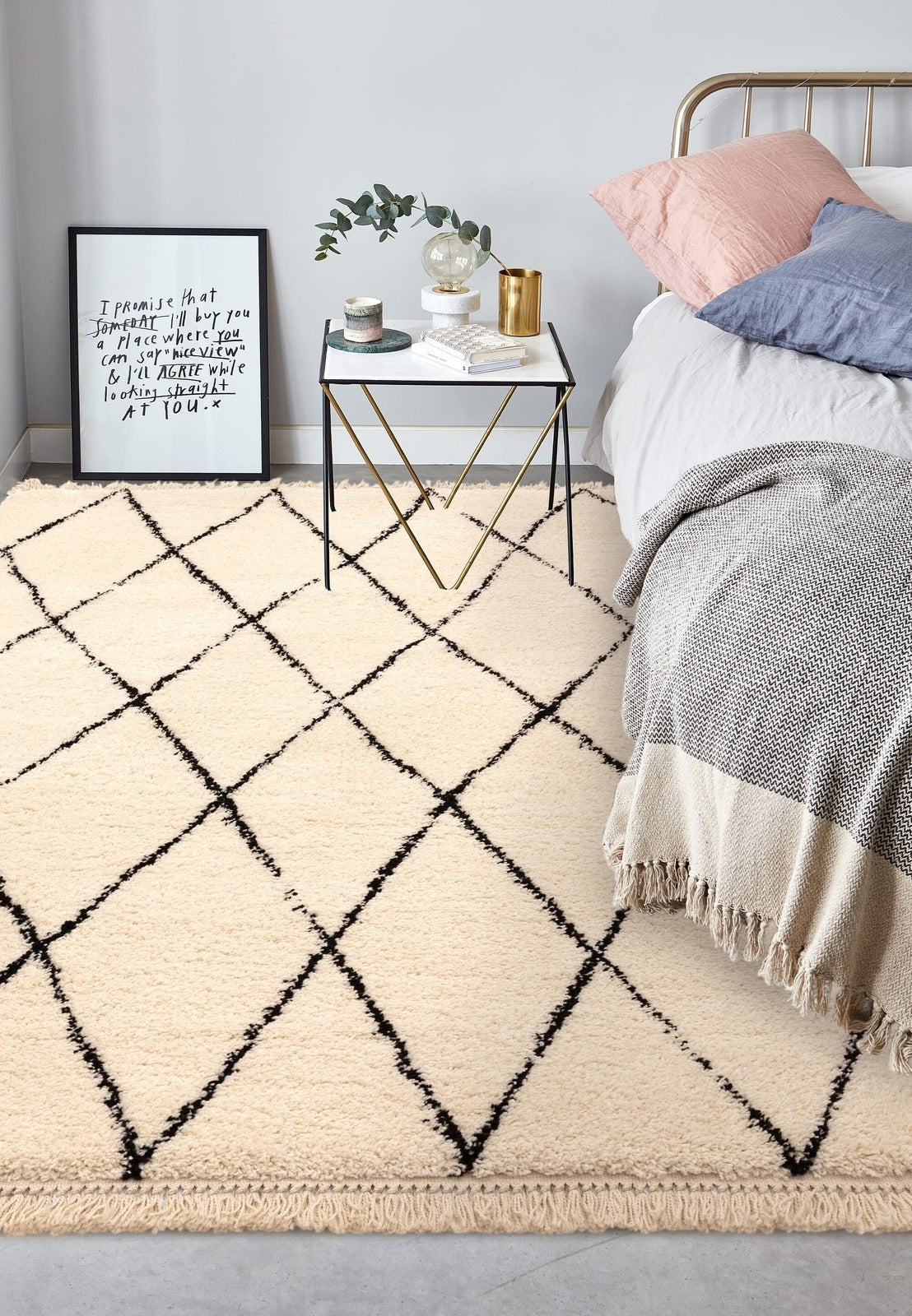 Product photograph of Asiatic Carpets Rocco Machine Woven Rug Cream Diamond - 200 X 290cm from Olivia's.