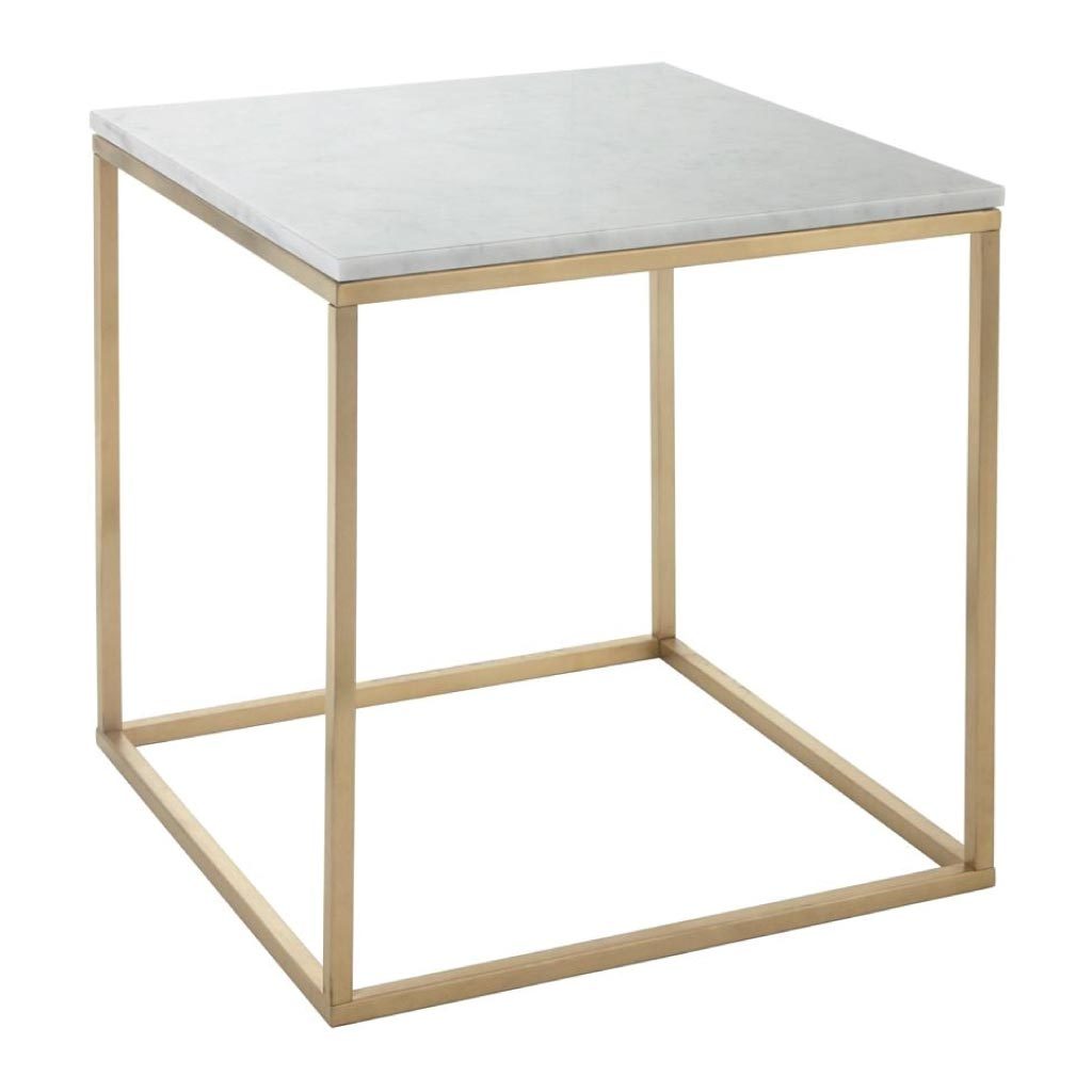 Rv Astley Faceby Brushed Gold Finish And Marble Top Side Table Outlet