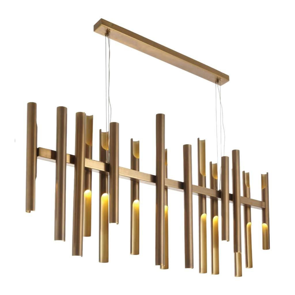 Product photograph of Rv Astley Flute Brass Long Chandelier from Olivia's