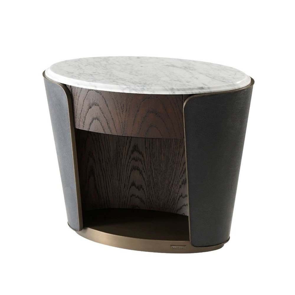 Product photograph of Theodore Alexander Amour Oval Bedside Table from Olivia's
