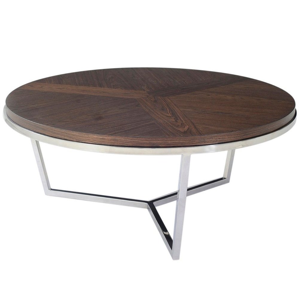 Product photograph of Ta Studio Small Round Coffee Table Fisher In Macadamia Nickel from Olivia's
