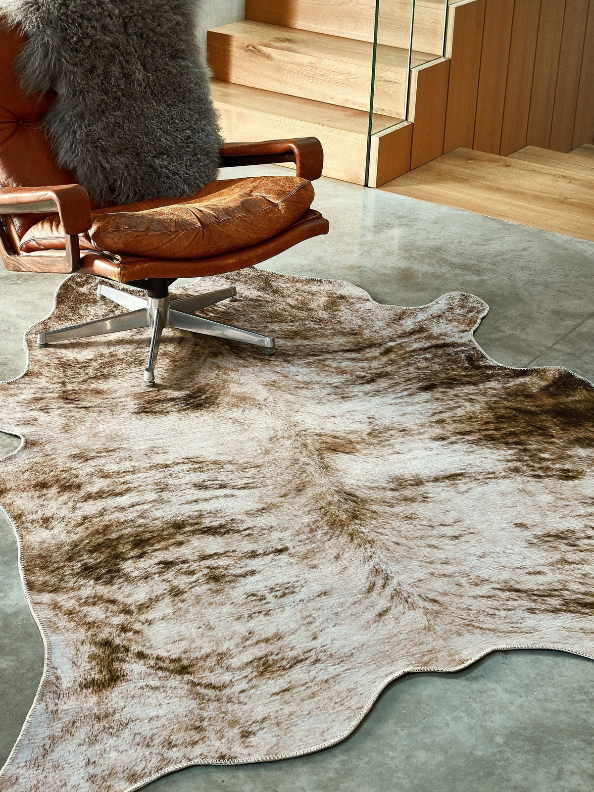 Product photograph of Asiatic Carpets Texas Faux Cowhide Chromajet Print Rug Grey - 190 X 240cm from Olivia's.
