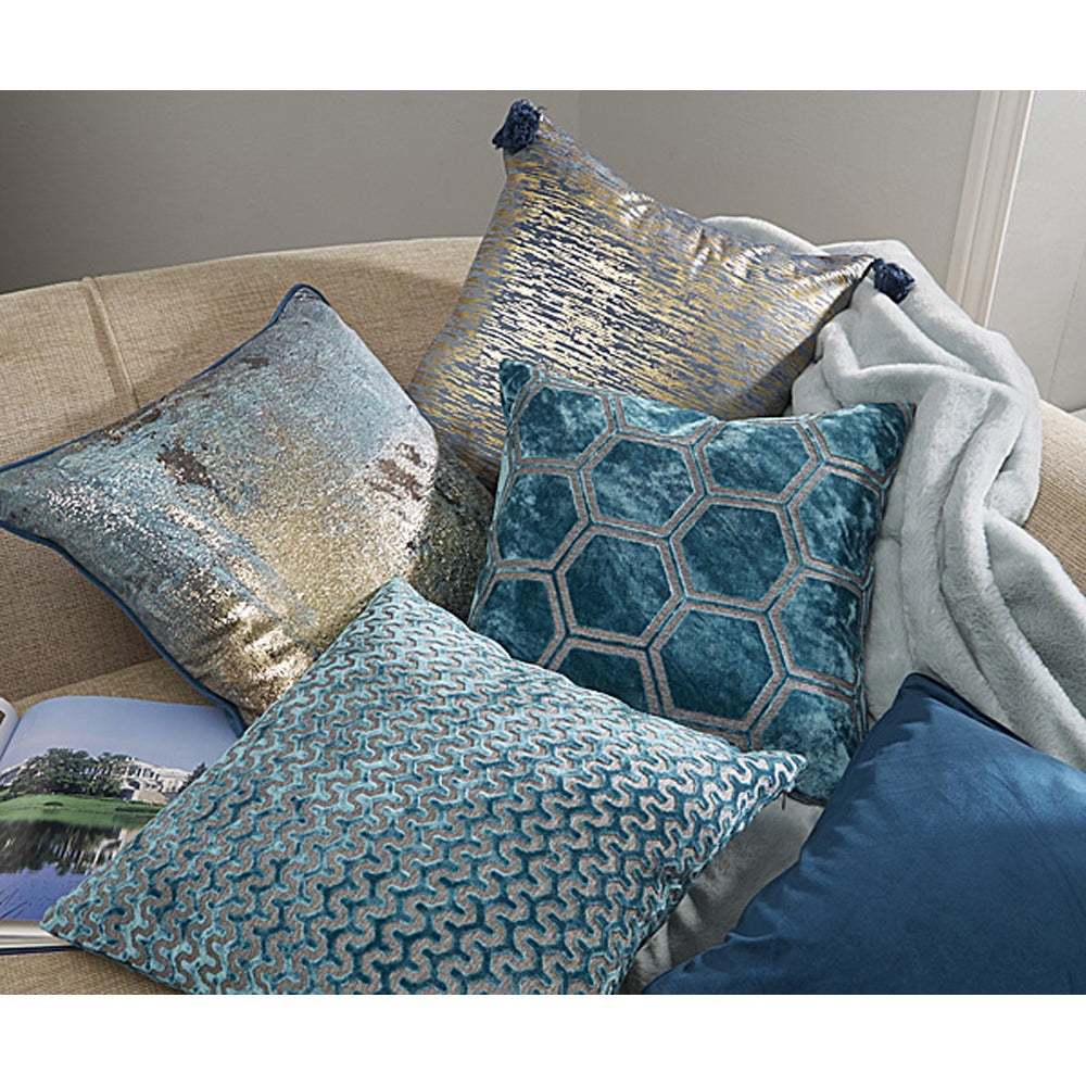 Product photograph of Malini Ivor Cushion Blue Small from Olivia's.