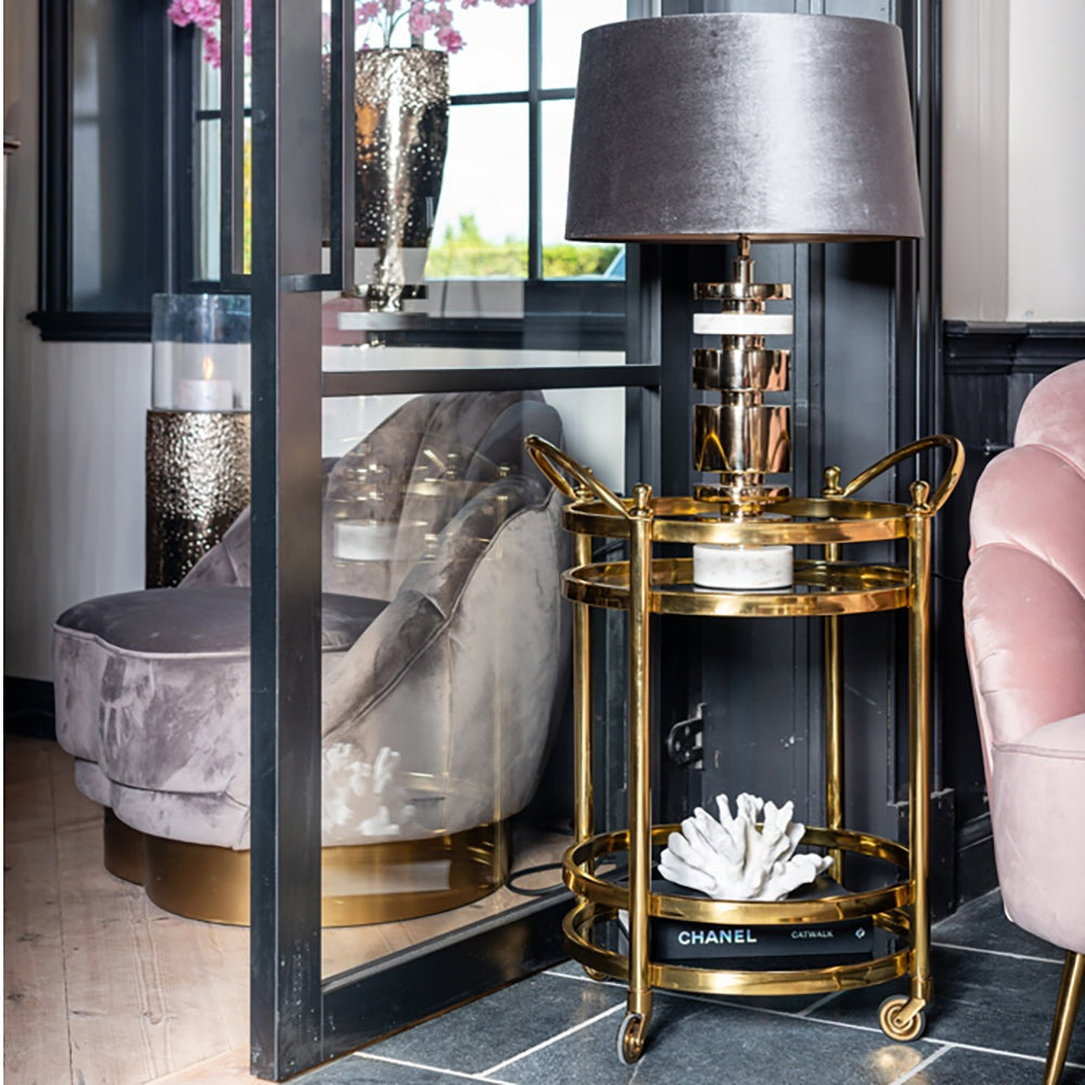 Product photograph of Richmond Hendricks Gold Round Drinks Cabinet from Olivia's.
