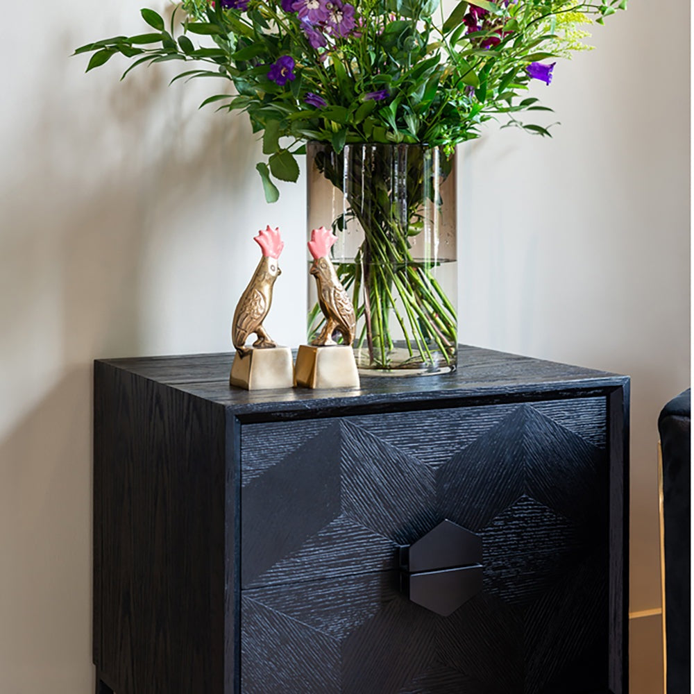 Product photograph of Richmond Blax 2 Drawers Black Chest Of Drawers from Olivia's.