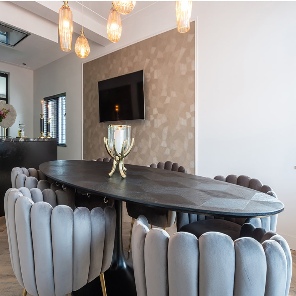 Product photograph of Richmond Blax Black Oval 6 Seater Dining Table from Olivia's.
