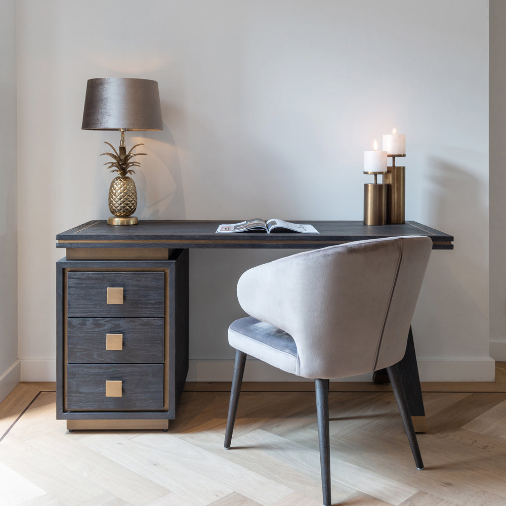 Product photograph of Richmond Hunter 3 Drawers Black Desk from Olivia's.