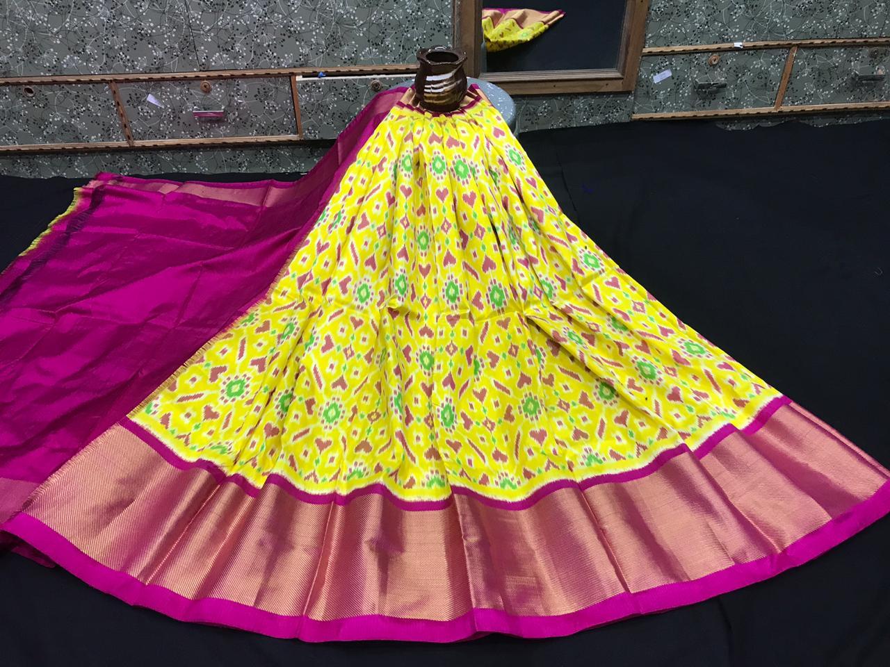 ikkat pattu lehengas with price