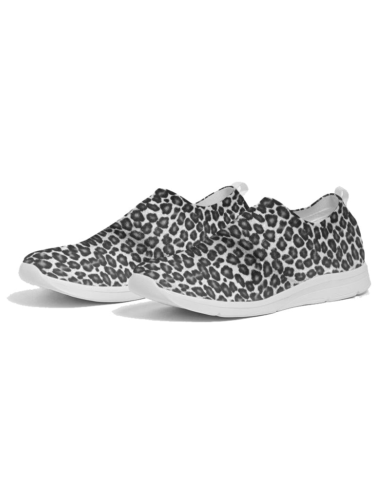 White Leopard Print Fly Knit Shoes 