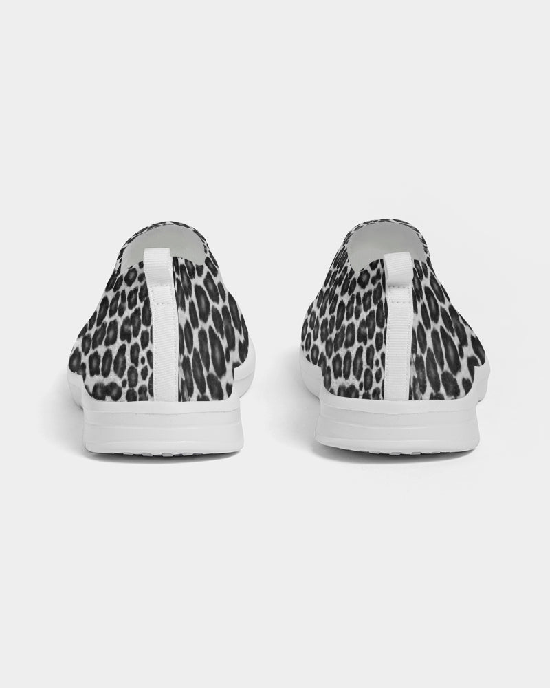 black and white leopard print slip on sneakers