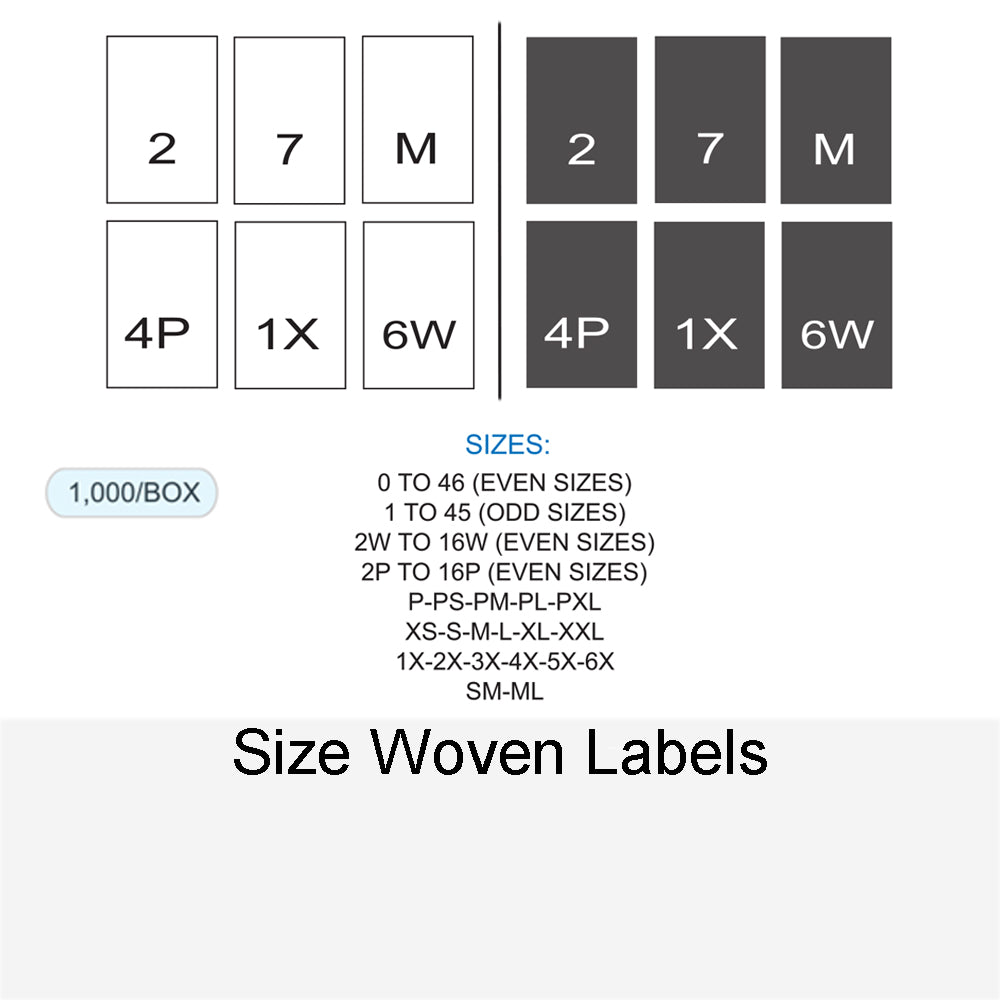 Size Woven Labels Sil Thread Inc 9939