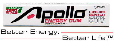 Pack of Apollo Energy Gum with the words Better Energy Better Life underneath