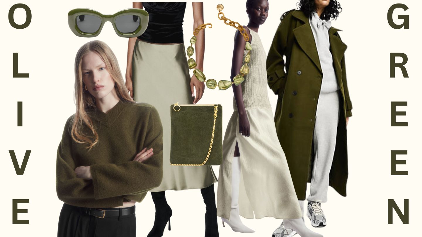 Collage of olive green clothing