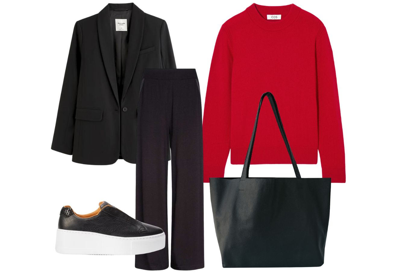 red outfit look - outfit idea - dida ritchie black leather tessa tote bag