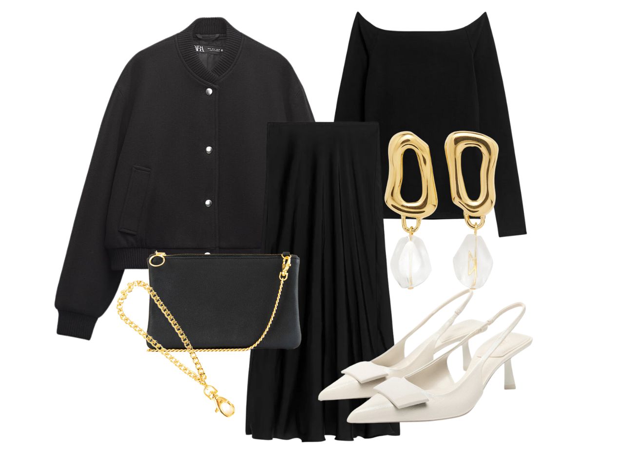 black satin skirt look two - date night - Dida Ritchie black leather rosa clutch bag