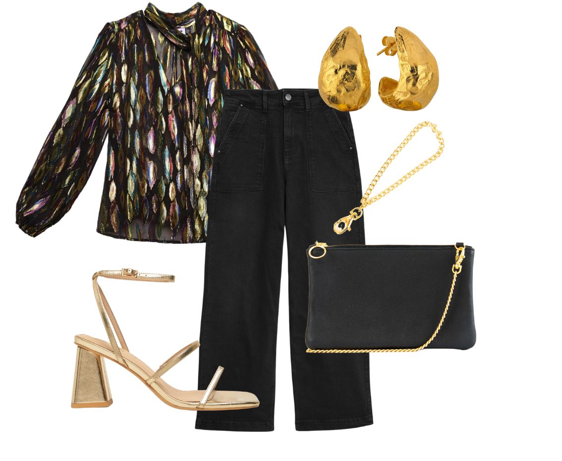 Black Jeans - outfit collage - Dida Ritchie Rosa Clutch Bag Black leather