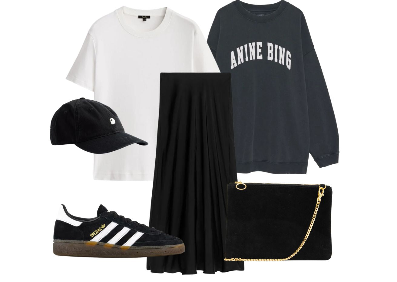 black slip skirt look three - slouchy sunday - dida ritchie black suede leather cara clutch bag