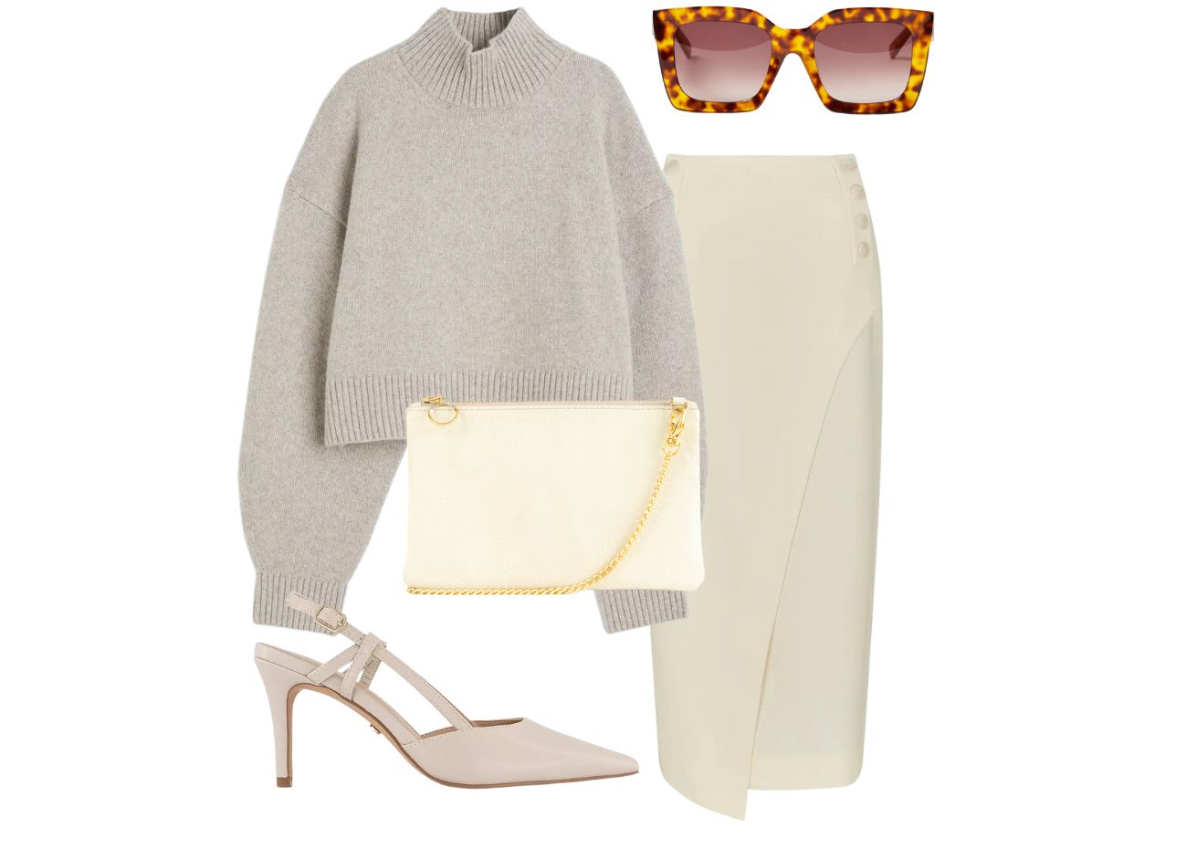 cream tonal dressing - outfit collage - dida ritchie cream leather rosa clutch bag