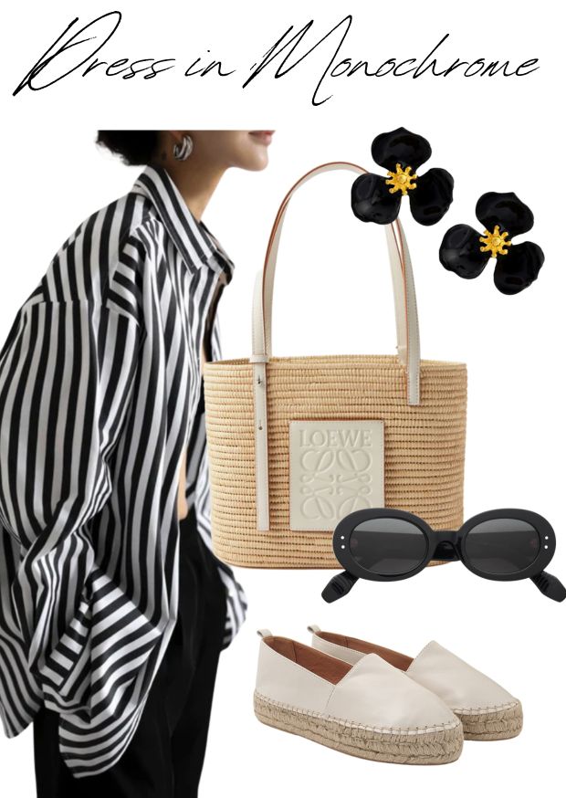 dress in monochome, montage of black and white clothes and accessories