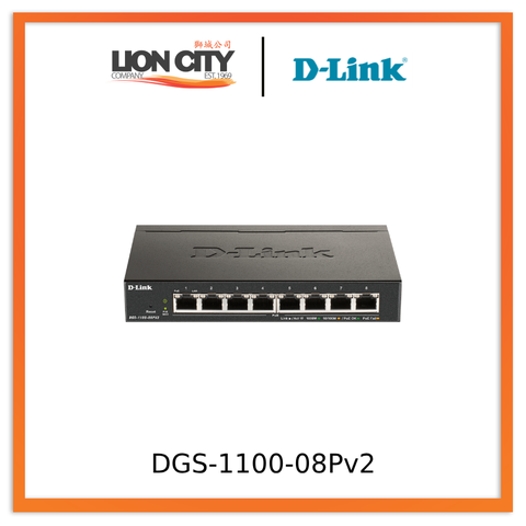 D-Link 8-Port Gigabit PoE+ Smart Managed Switch (64W PoE Budget) - (DG