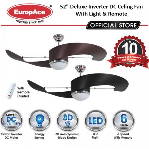 Europace Ecf7552s 52 Deluxe Inverter Dc Motor Ceiling Fan With Led Light