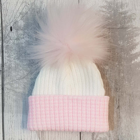 newborn double pom pom hat