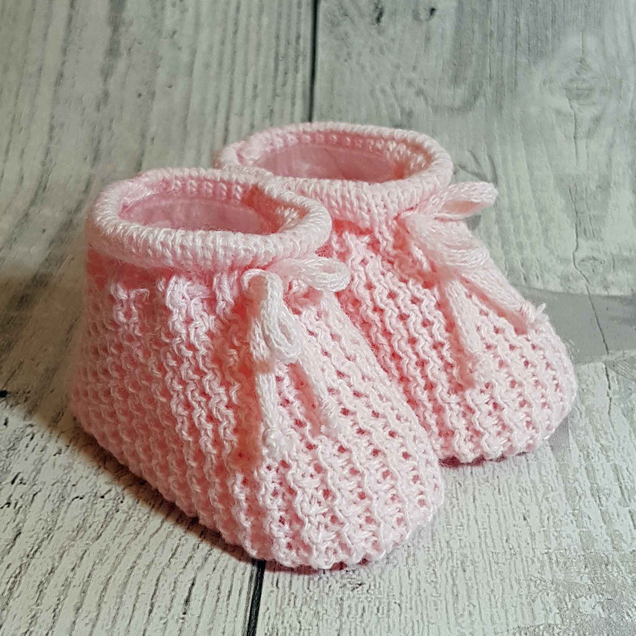 Pink Knitted Booties Newborn to 6 