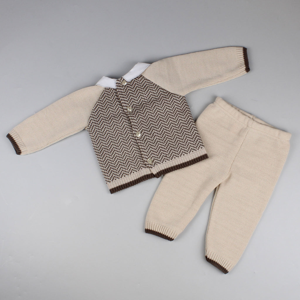 Baby Boys 2 Piece Knitted Outfit- Top, Trousers - Beige – Lullaby Lane Baby  Shop