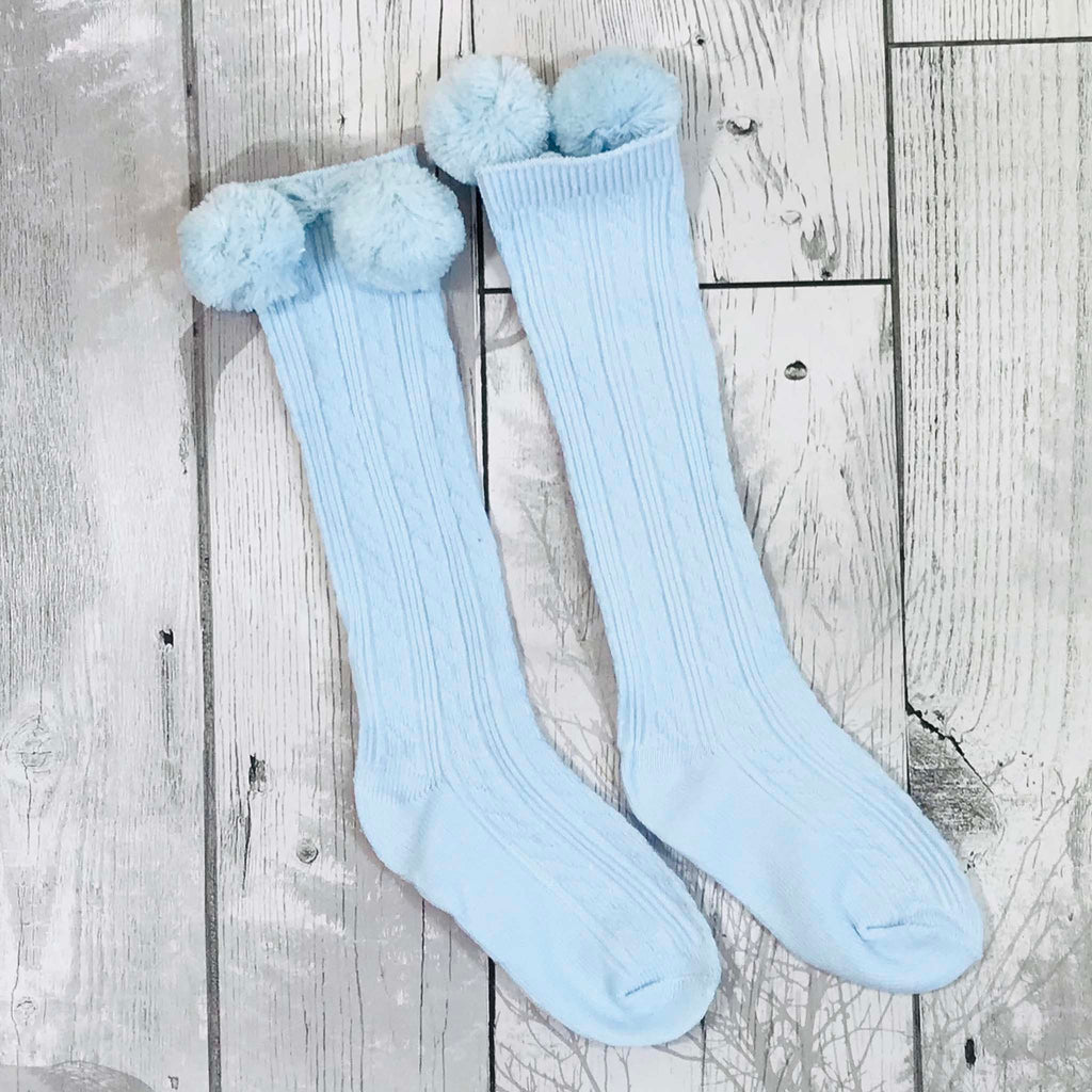 Baby Boys blue Pom Pom knee high socks- Spanish Style Baby Socks ...
