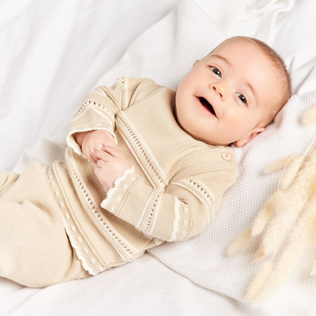 Baby Unisex Knitted Two Piece Outfit - Beige – Lullaby Lane Baby Shop