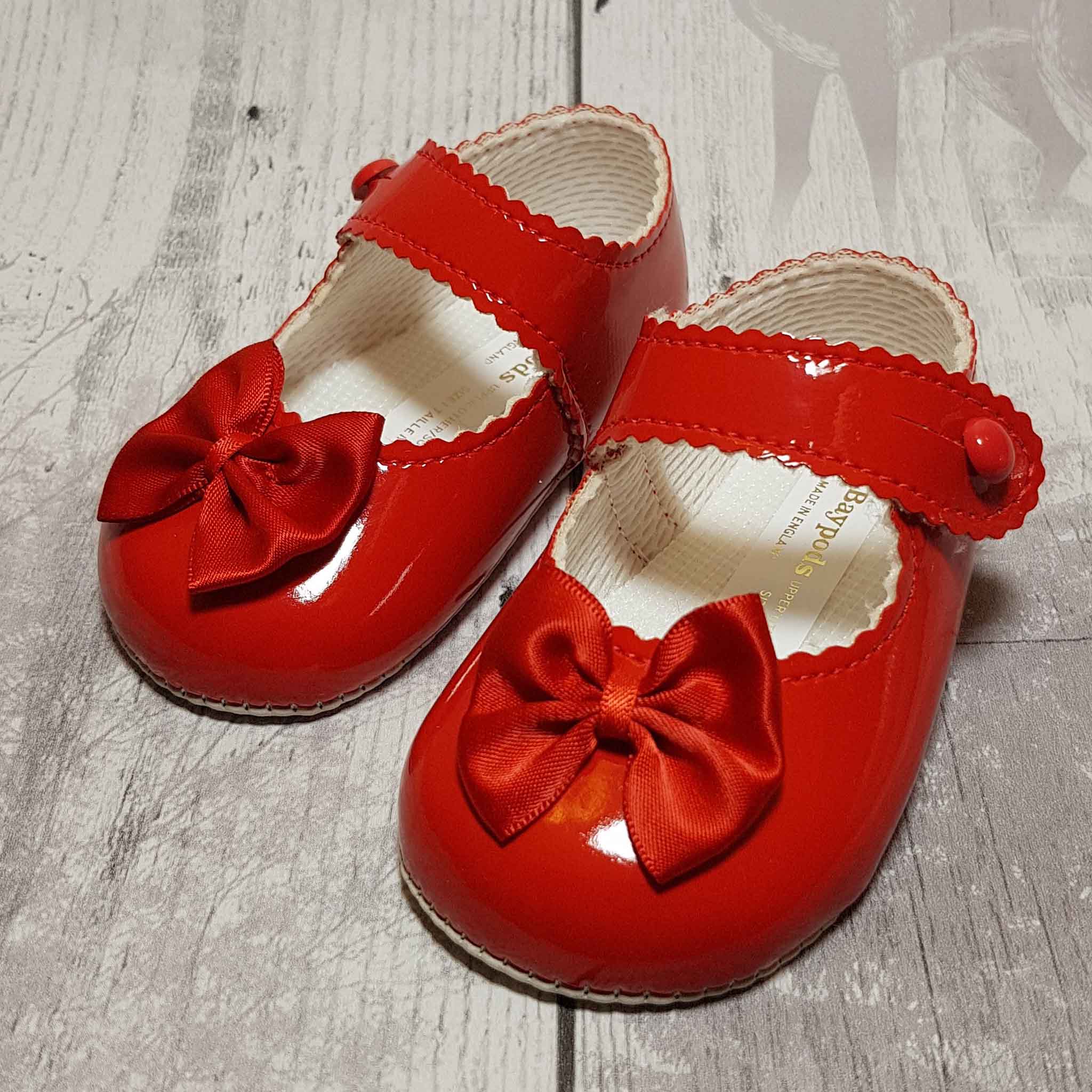 Baby Girl Red Pram Shoes – Lullaby Lane 