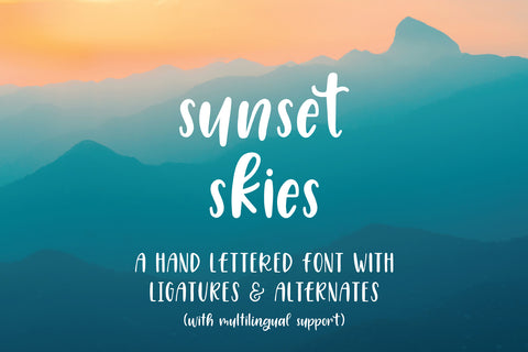 sunset skies hand lettered font
